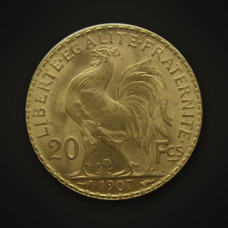 20 francs or 1907, revers au coq